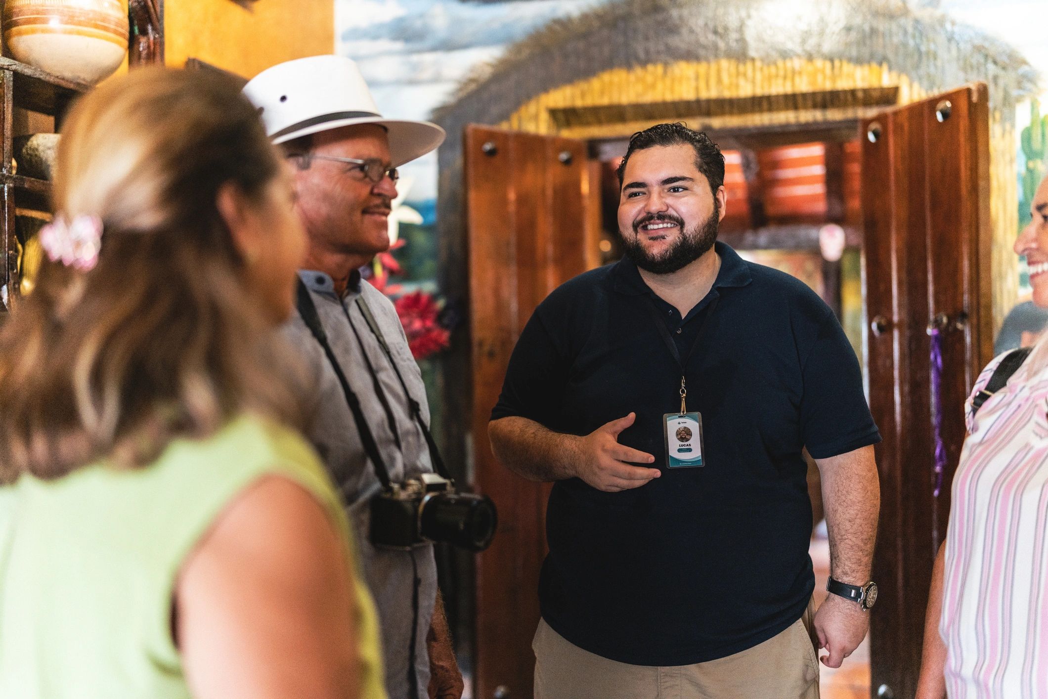 Tourist guide giving a tour to seniors at a museum