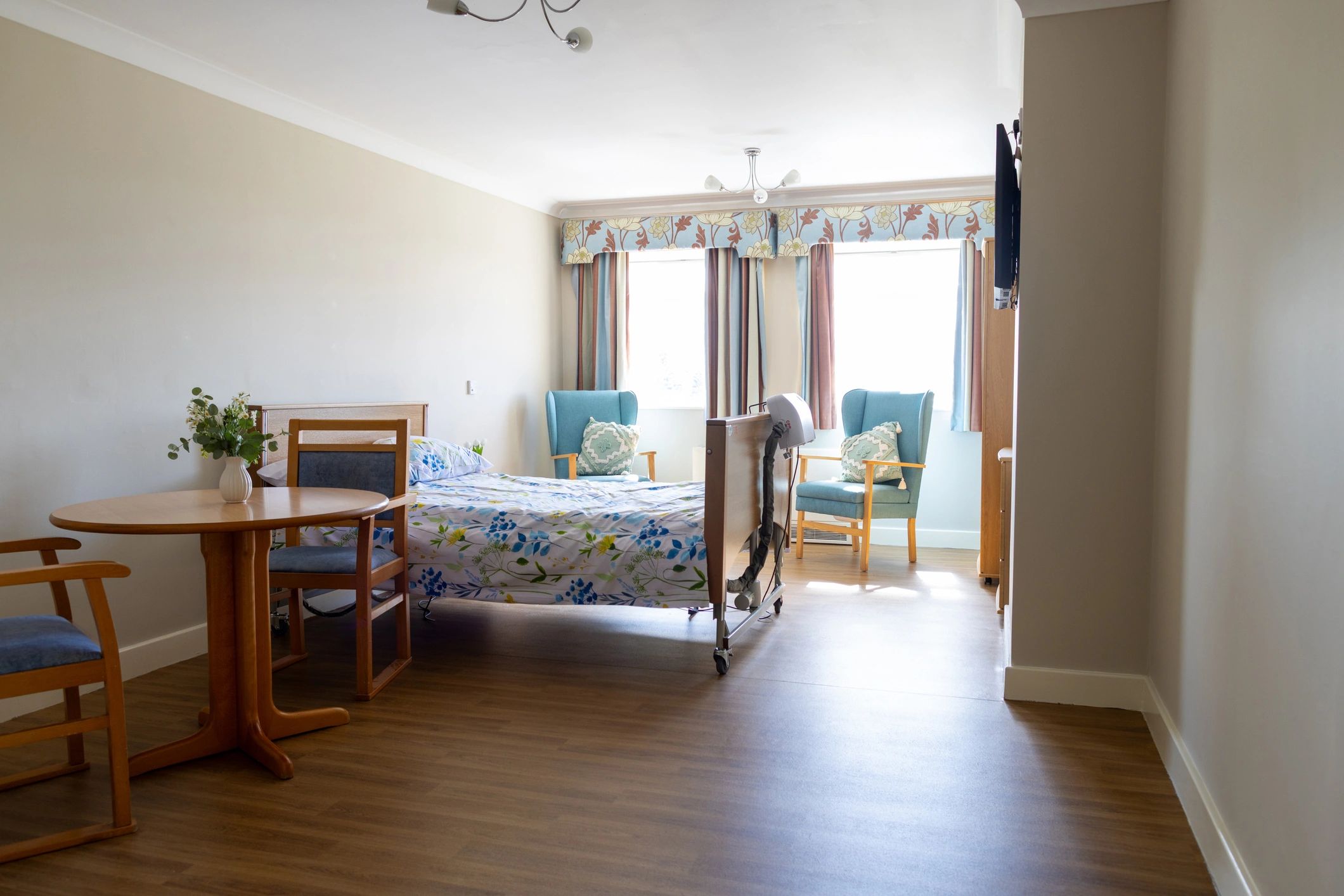 Bright, comfortable hotel-style bedroom interior